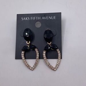 Saks Fifth Avenue Black and Gold Teardrop Earrings